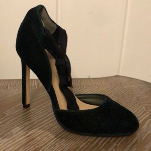 Hunter Green Faux Velvet 4” Wrap Around Heels